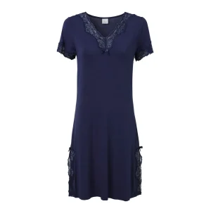 Pearl Design Stockholm Elegance S/S V-Neck Night Dress Navy