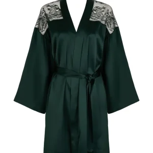 Aubade Midnight Whisper Silk Kimono Mysterious Green