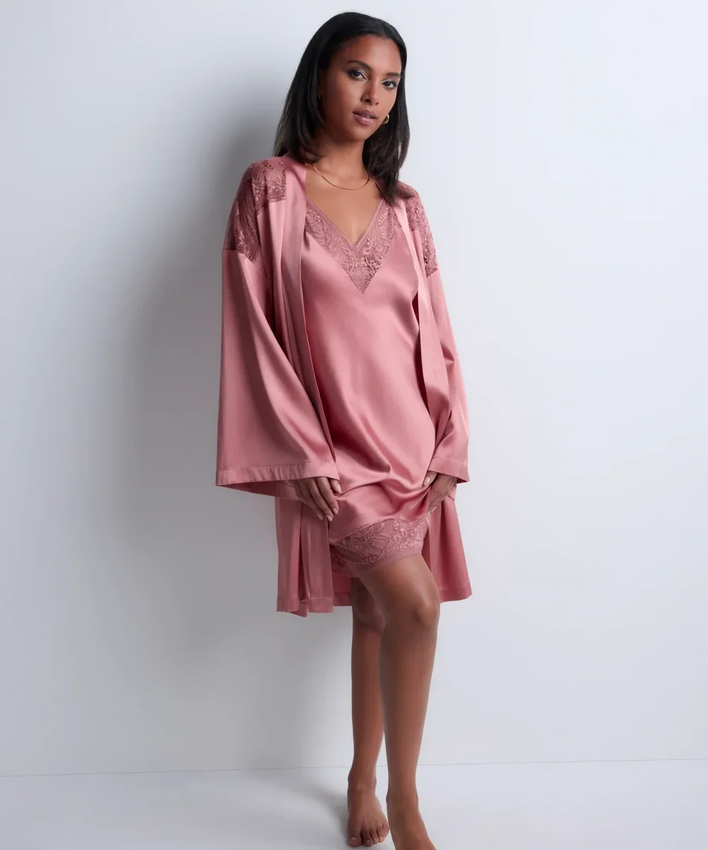Aubade Midnight Whisper Silk Kimono Warm Pink - Bild 4