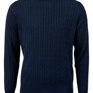 Sweater Knitted Crew Neck Cable Merino Wool