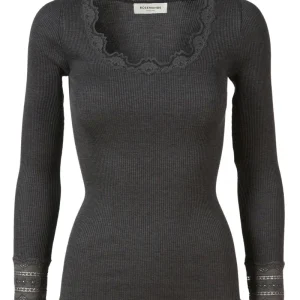 Rosemunde Blouse with lace Dark grey melange
