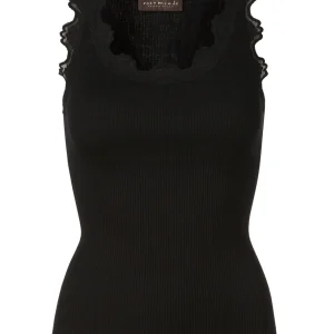 Rosemunde Classic silk top with lace Black