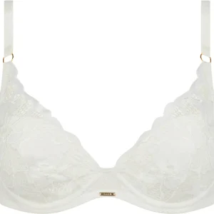 Chantelle Fleurs Signature Plunge underwire bra Satin Milk