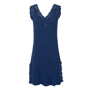 Pearl Design Stockholm Elegance V-neck Night Dress Navy