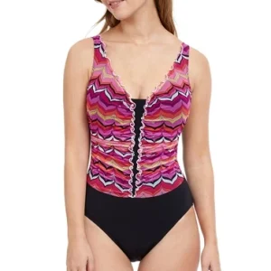 Profile by Gottex Palm Springs V-Neck One Piece Swimsuit