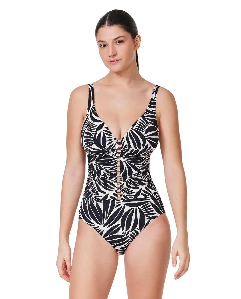 Profile By Gottex Comeback Deep V Neck One Piece Black/White - Bild 2