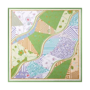 Pure Silk Pattern Stitching Square Scarf - Storlek 53x53cm