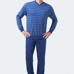 Hajo – Pyjamas- Blå – Långärmad och långa ben