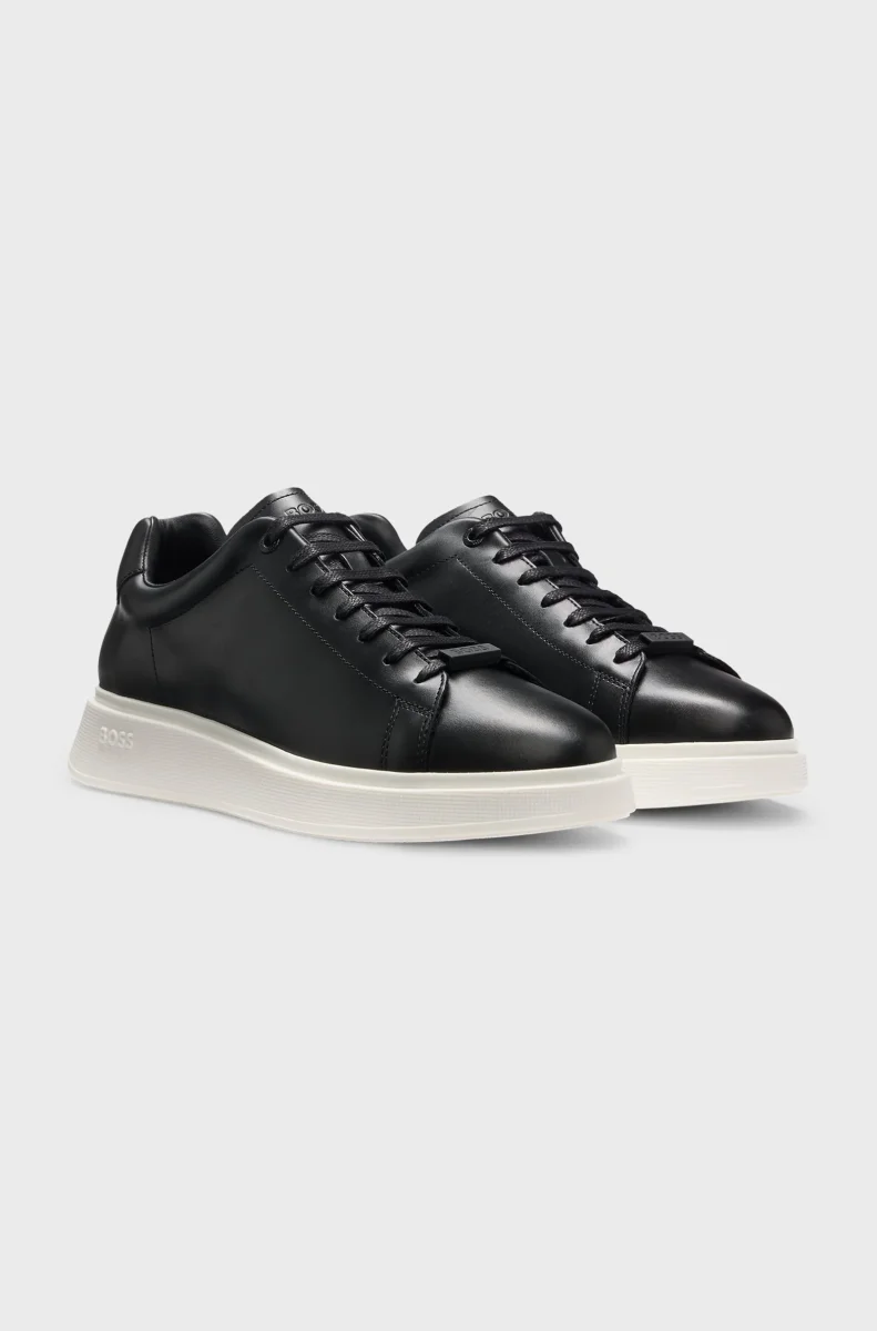 BOSS Bulton Runn Läder Sneakers Herr 001 Black - Bild 2
