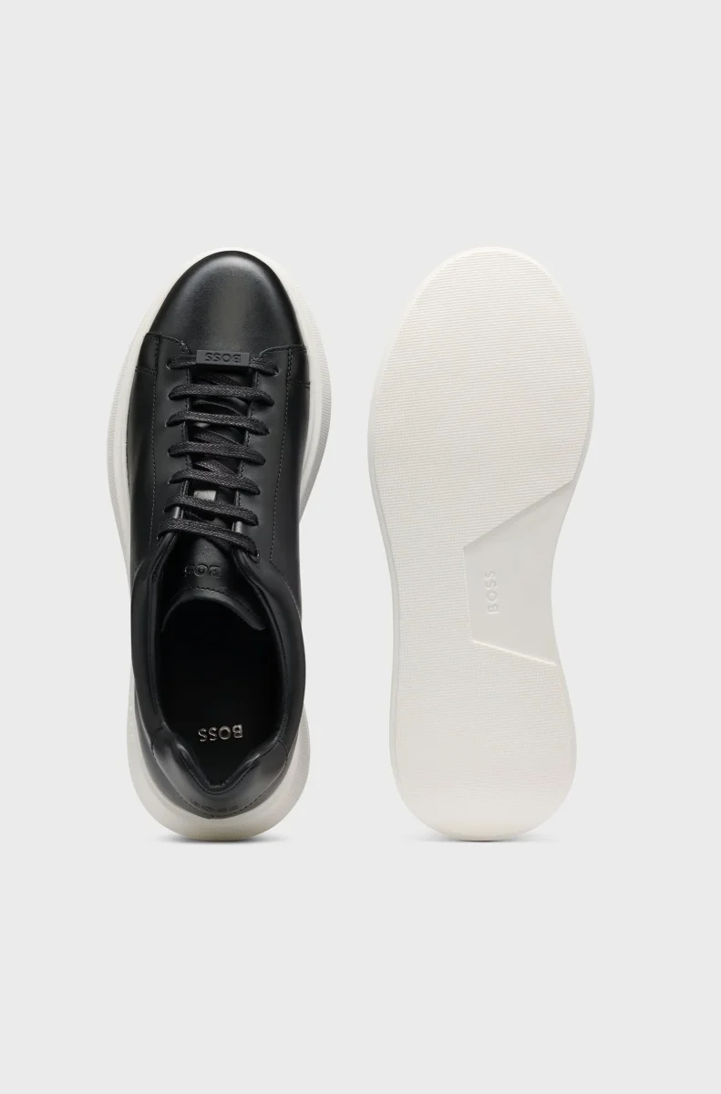 BOSS Bulton Runn Läder Sneakers Herr 001 Black - Bild 5