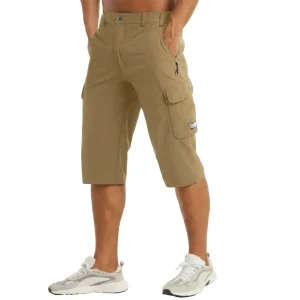Herr cargoshorts i trekvartslängd med benfickor och dragkedja