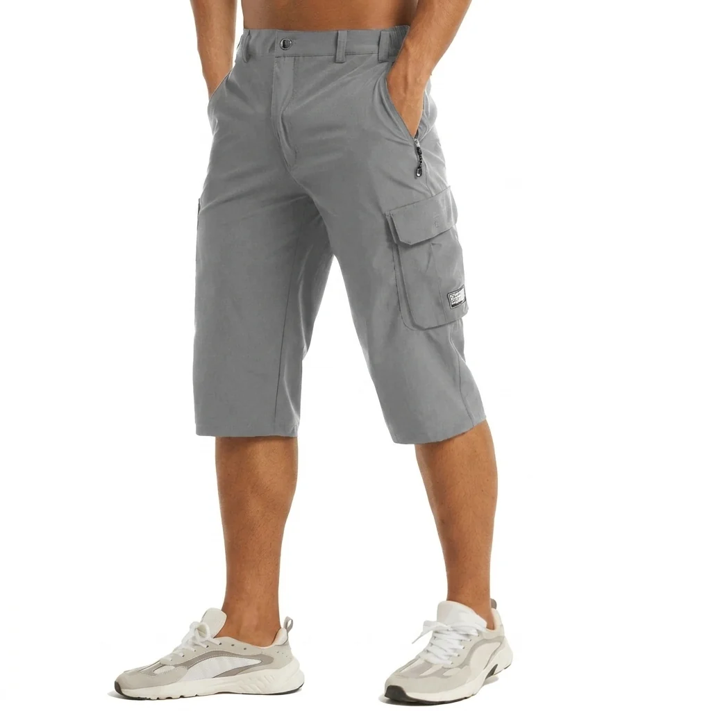 Herr cargoshorts i trekvartslängd med benfickor och dragkedja - Bild 3