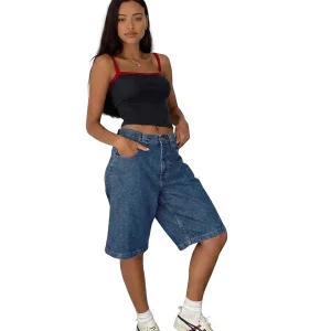 Jeansshorts med hög midja för dam