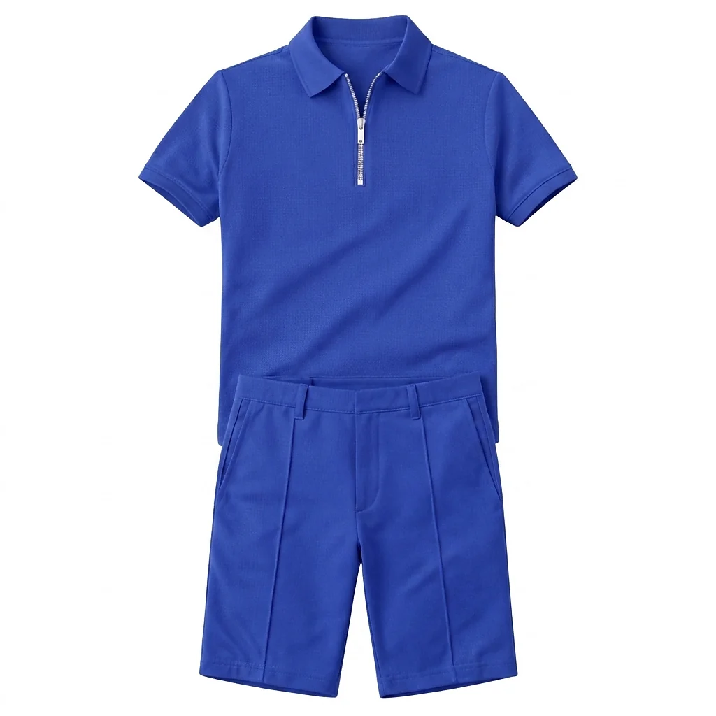 Matchande pikétröja och shorts-set för herrar