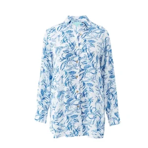 Melissa Odabash Paige shirt Blue Leaf