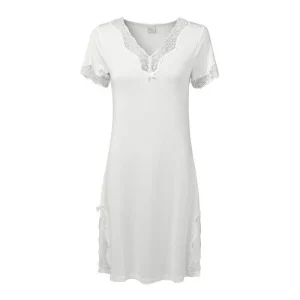 Pearl Design Stockholm Elegance S/S V-Neck Night Dress Off-white