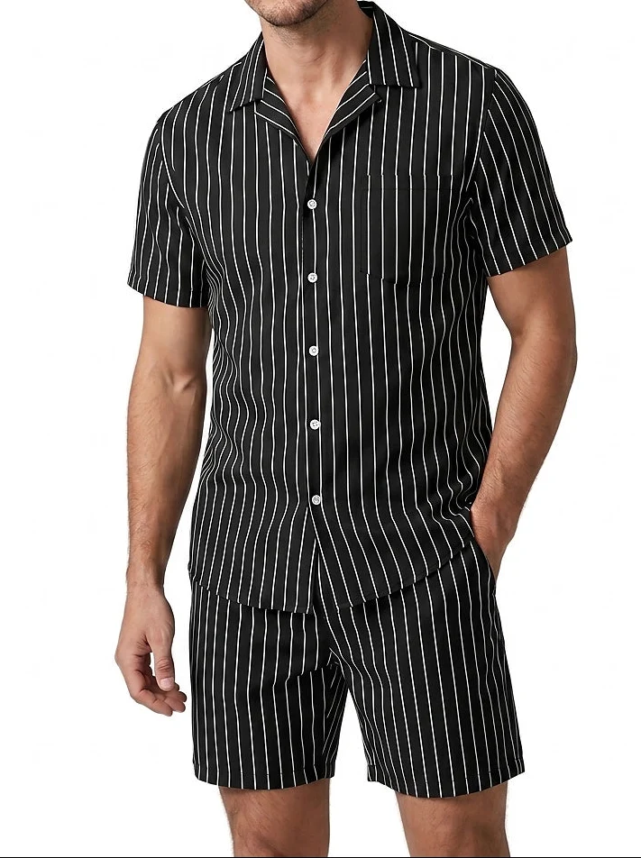 Pinstripe-set med kortärmad skjorta för män - Bild 2