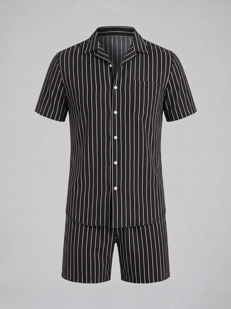 Pinstripe-set med kortärmad skjorta för män - Bild 4