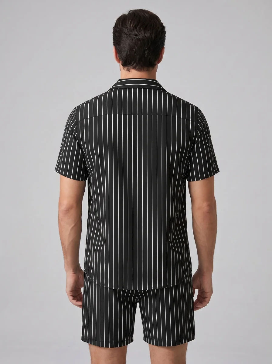 Pinstripe-set med kortärmad skjorta för män - Bild 5