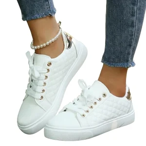 Quiltade sneakers med låg profil för dam