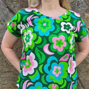 T-shirt Månblomma Grön-turkos-rosa | Rino
