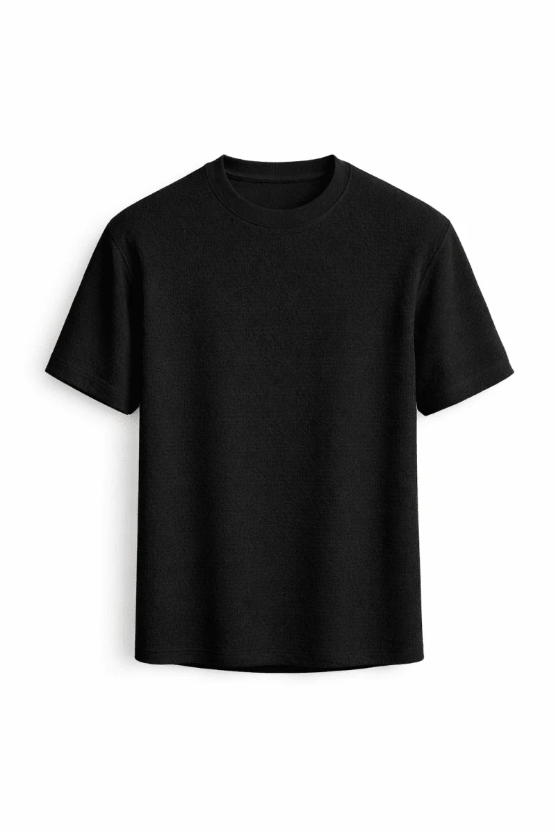Texturerad t-shirt med rund hals för herr - Bild 3